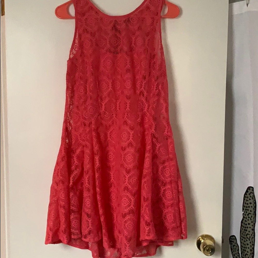 Coral Dress with Lace